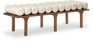 Landon Cream Vegan Leather Bench 22009Cream Meridian Furniture