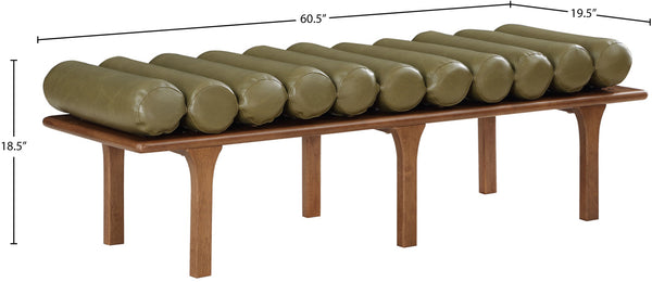 Landon Olive Green Vegan Leather Bench 22009Olive Meridian Furniture