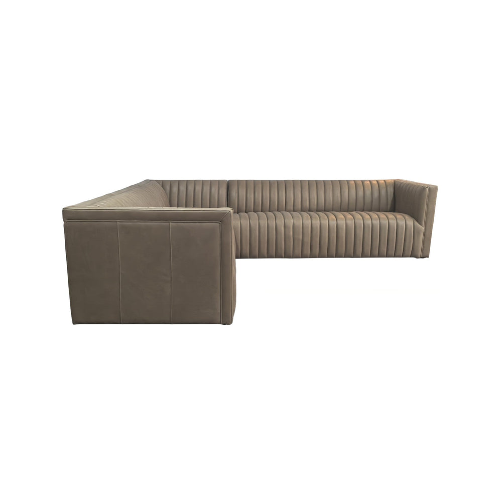 Olivia + Quinn Havana Leather Sectional Sofa - Luxe Top Grain Design With Channel Tufting For Modern Living Spaces Notting Hill Latte Leather,Foam,Wood 2200_Nth101