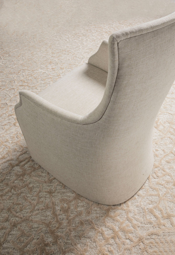 Lexington Artistica Home Juliet Arm Chair With Elegant Casters – Unique Sculptural Design In Wheat Indoor Performance Fabric No Finish Wood 2201-881-01