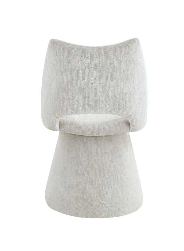 English Elm Modern Chenille Linen Accent Chair Sculptural Hollow Back Swivel Seat for Dining Vanity Off White W3493P452649
