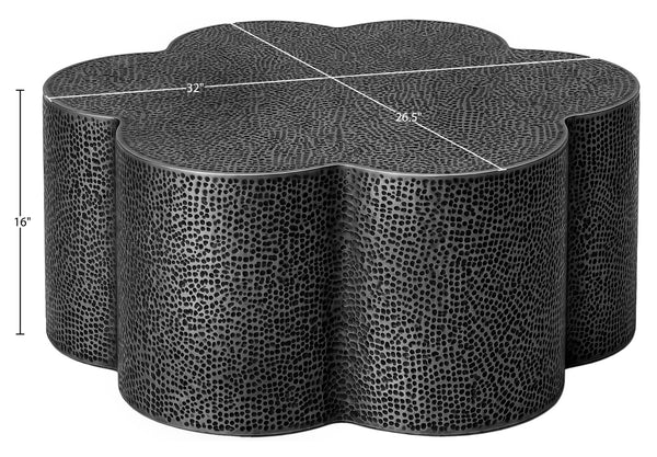 Meridian Furniture Lotus Hand-hammered Iron Coffee Table Sculptural Petal Design for Elegant Living Room Decor Black 22010Black-CT