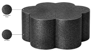 Meridian Furniture Lotus Hand-hammered Iron Coffee Table Sculptural Petal Design for Elegant Living Room Decor Black 22010Black-CT