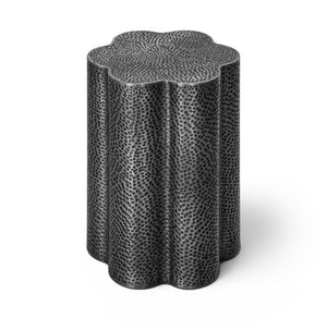 Meridian Furniture Lotus Hand-hammered Iron End Table Sculptural Petal Design for Modern Living Room Decor Black 22010Black-ET