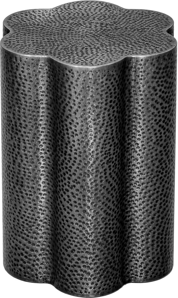 Meridian Furniture Lotus Hand-hammered Iron End Table Sculptural Petal Design for Modern Living Room Decor Black 22010Black-ET