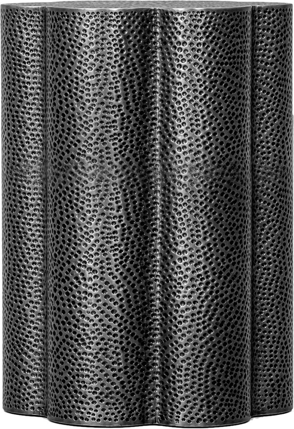 Meridian Furniture Lotus Hand-hammered Iron End Table Sculptural Petal Design for Modern Living Room Decor Black 22010Black-ET