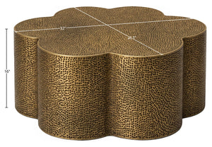 Meridian Furniture Lotus Hand-hammered Iron Coffee Table Sculptural Petal Design for Elegant Living Room Decor Brass 22010Brass-CT