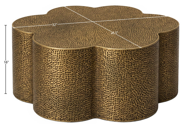 Meridian Furniture Lotus Hand-hammered Iron Coffee Table Sculptural Petal Design for Elegant Living Room Decor Brass 22010Brass-CT