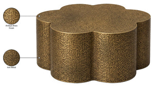 Meridian Furniture Lotus Hand-hammered Iron Coffee Table Sculptural Petal Design for Elegant Living Room Decor Brass 22010Brass-CT