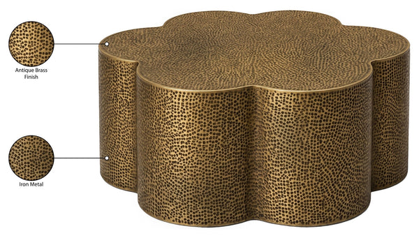 Meridian Furniture Lotus Hand-hammered Iron Coffee Table Sculptural Petal Design for Elegant Living Room Decor Brass 22010Brass-CT