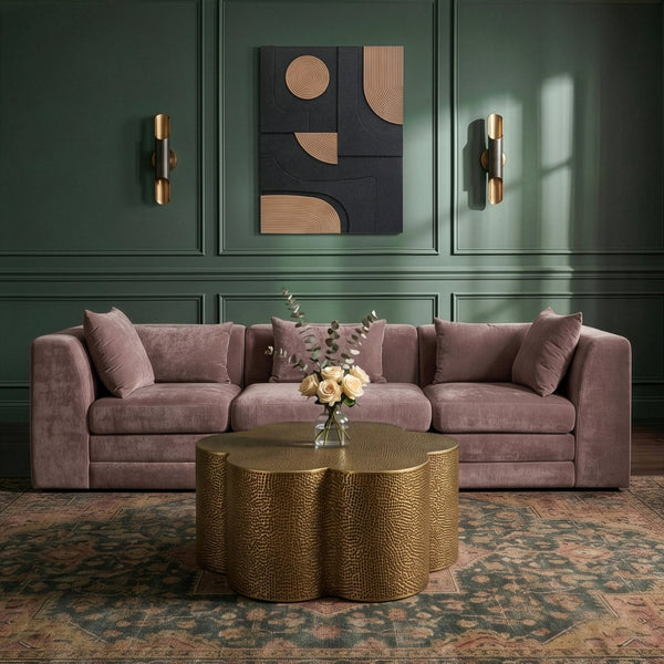 Meridian Furniture Lotus Hand-hammered Iron Coffee Table Sculptural Petal Design for Elegant Living Room Decor Brass 22010Brass-CT