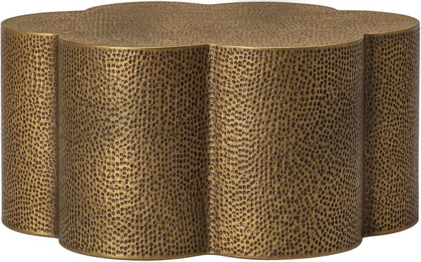 Meridian Furniture Lotus Hand-hammered Iron Coffee Table Sculptural Petal Design for Elegant Living Room Decor Brass 22010Brass-CT