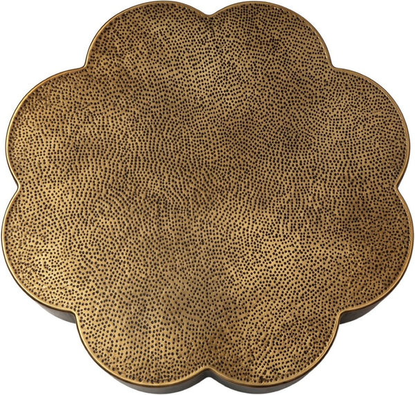 Meridian Furniture Lotus Hand-hammered Iron Coffee Table Sculptural Petal Design for Elegant Living Room Decor Brass 22010Brass-CT