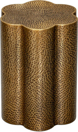 Meridian Furniture Lotus Hand-hammered Iron End Table Sculptural Petal Design for Modern Living Room Decor Brass 22010Brass-ET