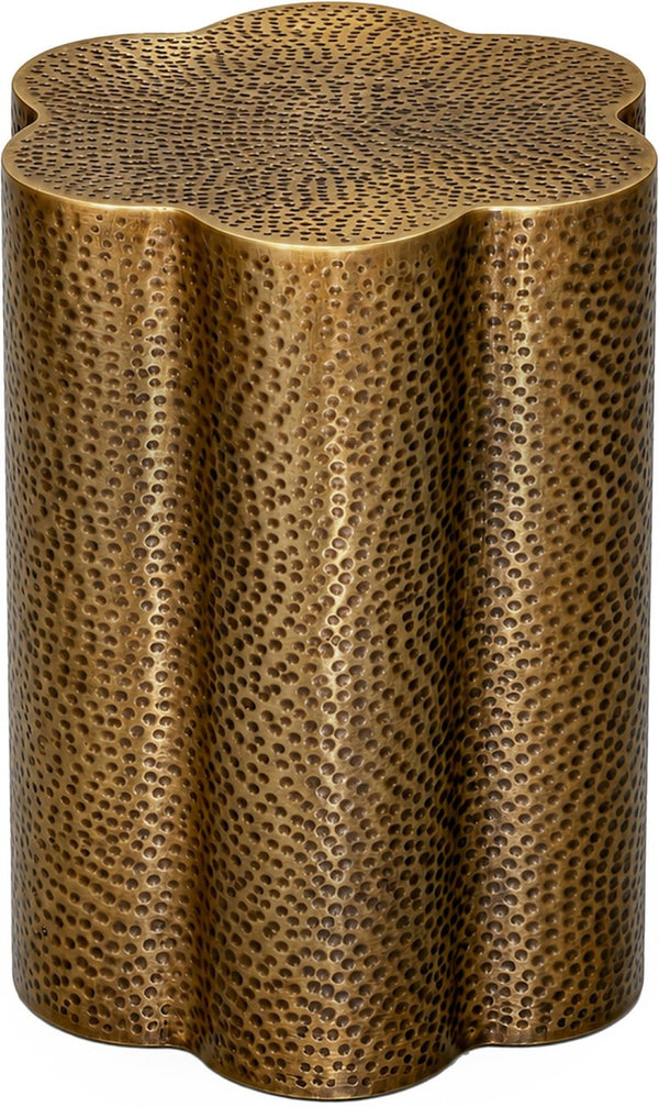 Meridian Furniture Lotus Hand-hammered Iron End Table Sculptural Petal Design for Modern Living Room Decor Brass 22010Brass-ET