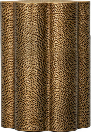 Meridian Furniture Lotus Hand-hammered Iron End Table Sculptural Petal Design for Modern Living Room Decor Brass 22010Brass-ET