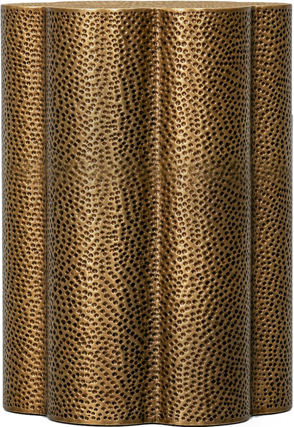Meridian Furniture Lotus Hand-hammered Iron End Table Sculptural Petal Design for Modern Living Room Decor Brass 22010Brass-ET