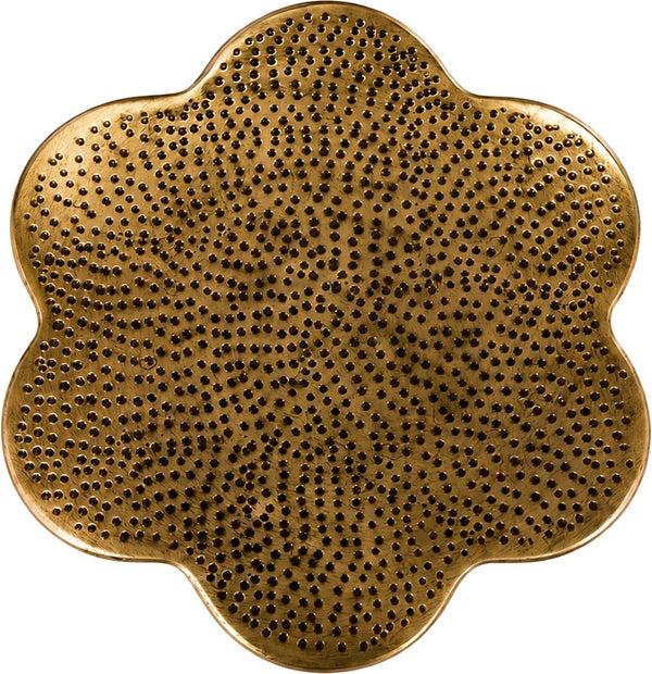 Meridian Furniture Lotus Hand-hammered Iron End Table Sculptural Petal Design for Modern Living Room Decor Brass 22010Brass-ET