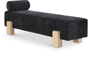 Edison Black Chenille Fabric Bench 22011Black Meridian Furniture