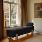 Edison Black Chenille Fabric Bench 22011Black Meridian Furniture