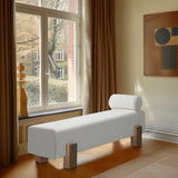 Edison Cream Chenille Fabric Bench 22011Cream Meridian Furniture