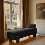 Edison Black Chenille Fabric Bench 22012Black Meridian Furniture