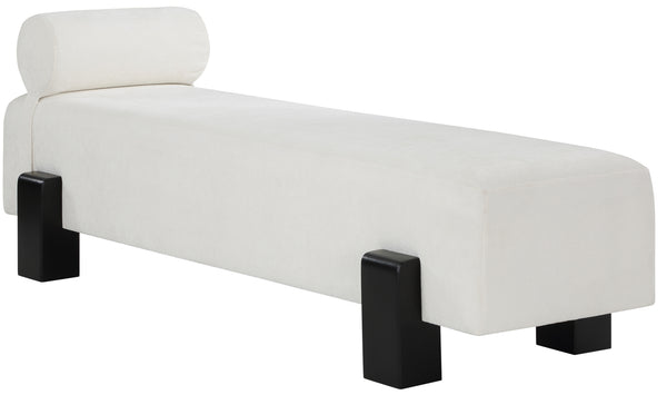 Edison Cream Chenille Fabric Bench 22012Cream Meridian Furniture