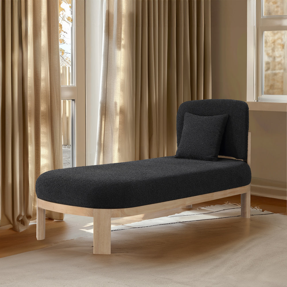 Maybourne Black Boucle Fabric Chaise/Bench 22015Black Meridian Furniture