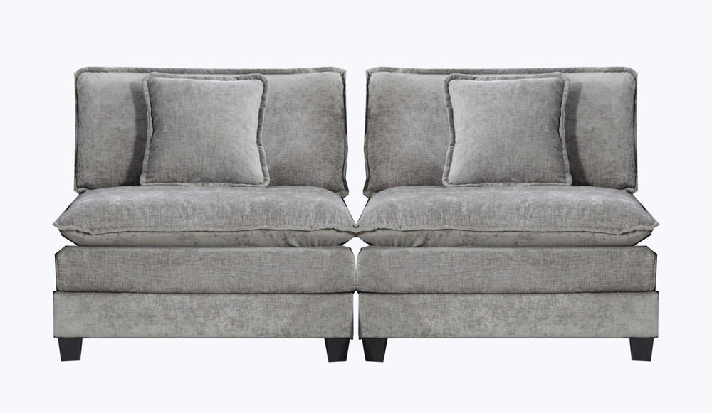 English Elm Cloud Modular Two Seat Sectional Sofa in Breathable Chenille for Living Room Gray W1143P480032