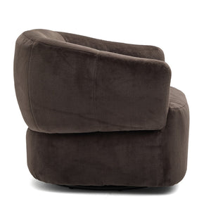 English Elm Plush Barrel Swivel Accent Chair Velvet Upholstered 360 Degree Base Living Room Black,Dark Brown N776P403621M