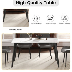 English Elm 55.12" Modern Artificial Stone Dining Table With Black Metal Legs - Sleek, Durable, Seats 6 Comfortably W1535S00509
