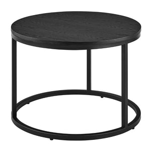EuroStyle Pierre Round Nesting Tables Wood Veneer Top Steel Base Contemporary Living Room Set Black/Matte Black 22018BLK-KIT