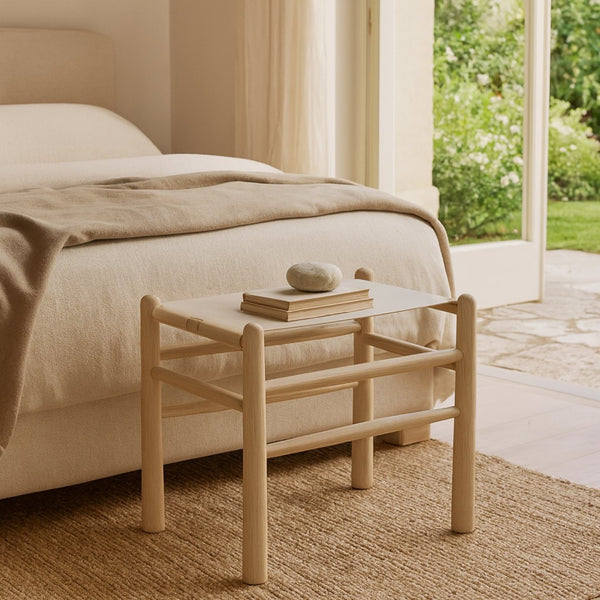 Meridian Furniture Santos Art Deco Vegan Leather Upholstered Bench with Wood Frame for Bedroom or Entry Beige 22018 22018Beige