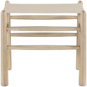 Meridian Furniture Santos Art Deco Vegan Leather Upholstered Bench with Wood Frame for Bedroom or Entry Beige 22018 22018Beige