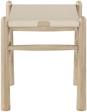 Meridian Furniture Santos Art Deco Vegan Leather Upholstered Bench with Wood Frame for Bedroom or Entry Beige 22018 22018Beige