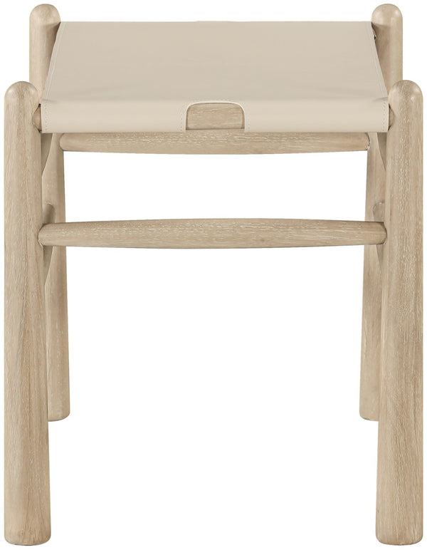 Meridian Furniture Santos Art Deco Vegan Leather Upholstered Bench with Wood Frame for Bedroom or Entry Beige 22018 22018Beige
