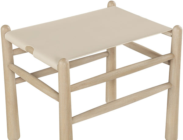 Meridian Furniture Santos Art Deco Vegan Leather Upholstered Bench with Wood Frame for Bedroom or Entry Beige 22018 22018Beige
