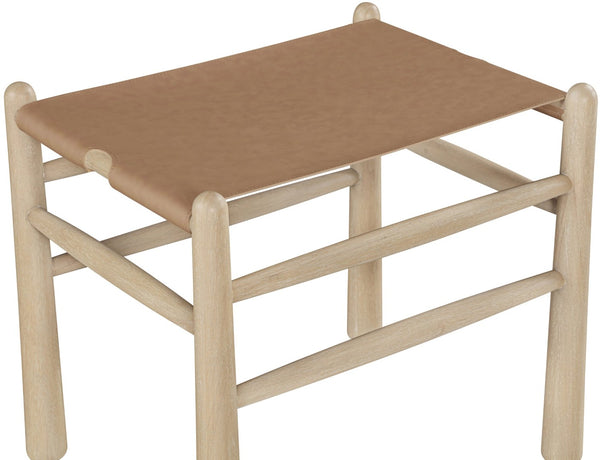 Meridian Furniture Santos Art Deco Vegan Leather Upholstered Bench with Wood Frame for Bedroom or Entry Brown 22018 22018Brown