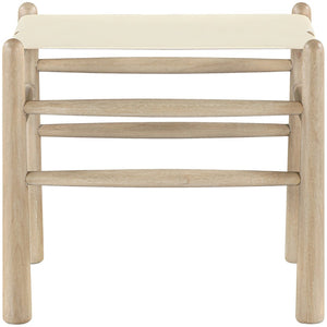 Meridian Furniture Santos Art Deco Vegan Leather Upholstered Bench with Wood Frame for Bedroom or Entry Cream 22018 22018Cream