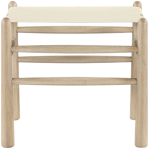 Meridian Furniture Santos Art Deco Vegan Leather Upholstered Bench with Wood Frame for Bedroom or Entry Cream 22018 22018Cream