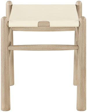 Meridian Furniture Santos Art Deco Vegan Leather Upholstered Bench with Wood Frame for Bedroom or Entry Cream 22018 22018Cream