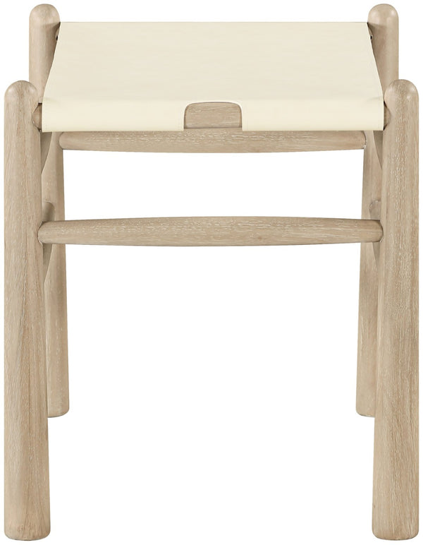 Meridian Furniture Santos Art Deco Vegan Leather Upholstered Bench with Wood Frame for Bedroom or Entry Cream 22018 22018Cream
