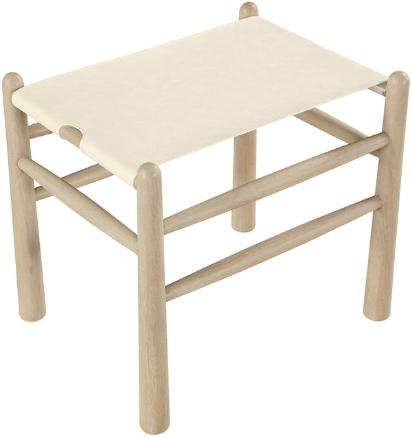 Meridian Furniture Santos Art Deco Vegan Leather Upholstered Bench with Wood Frame for Bedroom or Entry Cream 22018 22018Cream