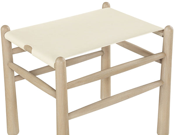 Meridian Furniture Santos Art Deco Vegan Leather Upholstered Bench with Wood Frame for Bedroom or Entry Cream 22018 22018Cream