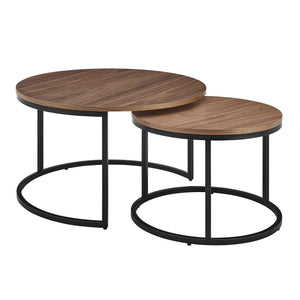 Pierre Modern Round Nesting Tables with Sleek Design, Adjustable Feet, and Compact Versatility