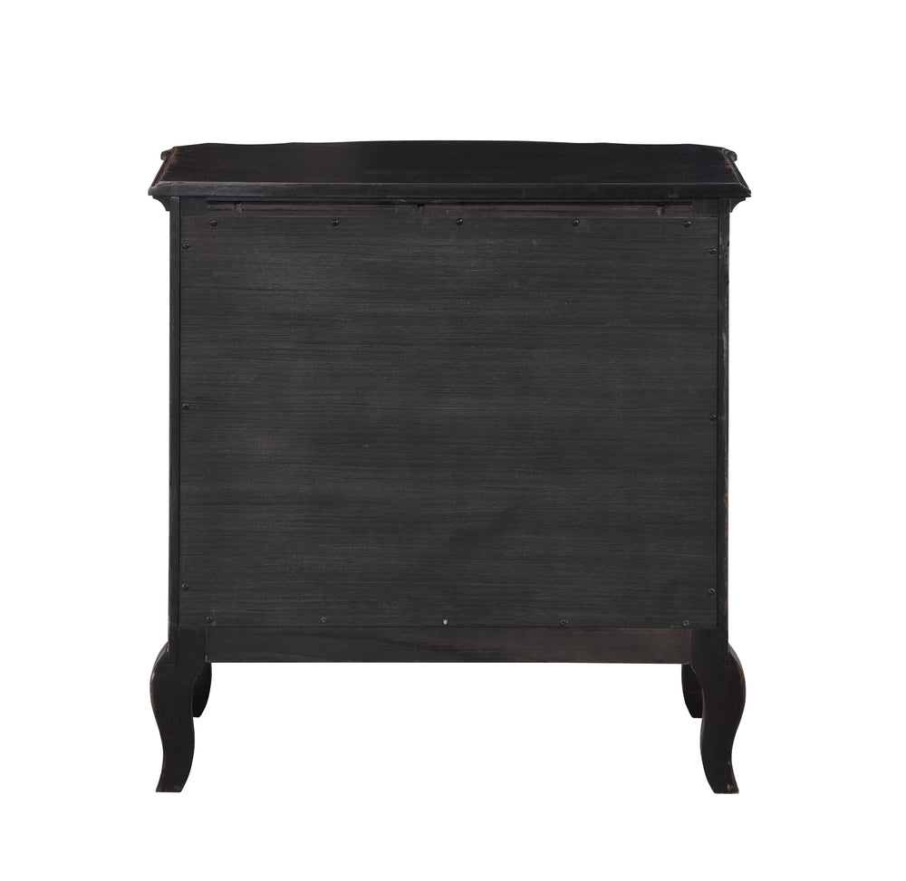 English Elm Chelmsford Antique Black Nightstand with 3 Drawers, Dovetail Joints, Felt-Lined Top & Cabriole Legs B2726P256324