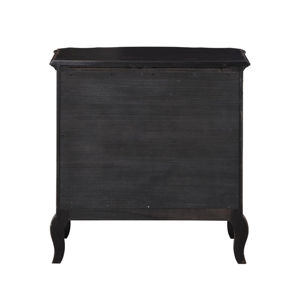English Elm Chelmsford Antique Black Nightstand with 3 Drawers, Dovetail Joints, Felt-Lined Top & Cabriole Legs B2726P256324