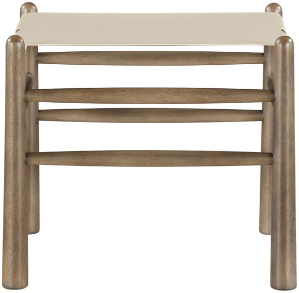 Meridian Furniture Santos Art Deco Vegan Leather Upholstered Bench with Wood Frame for Bedroom or Entry Beige 22019 22019Beige