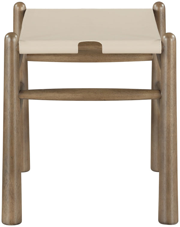 Meridian Furniture Santos Art Deco Vegan Leather Upholstered Bench with Wood Frame for Bedroom or Entry Beige 22019 22019Beige