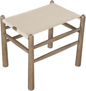 Meridian Furniture Santos Art Deco Vegan Leather Upholstered Bench with Wood Frame for Bedroom or Entry Beige 22019 22019Beige